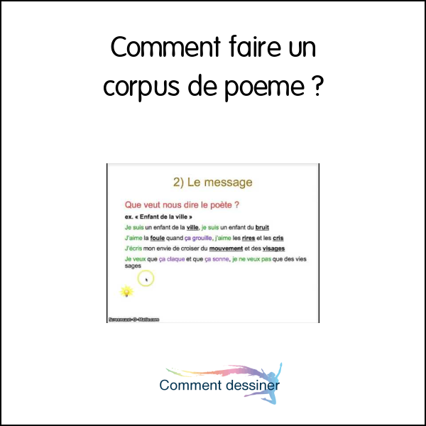 Comment faire un corpus de poeme